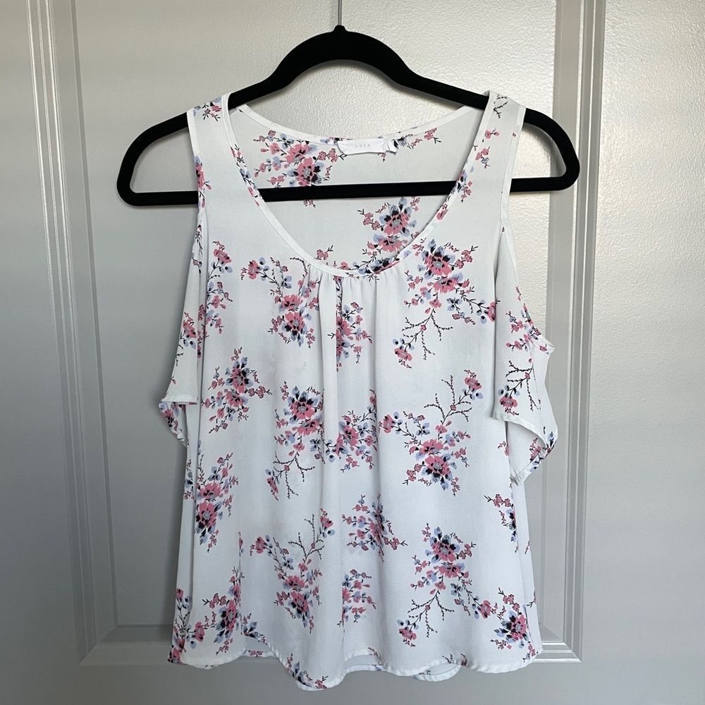 Blu Pepper Cold Shoulder Floral Print Blouse